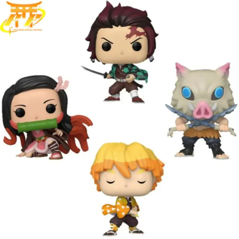 Lotto 4 Action Figures POP Tanjiro Zenitsu Nezuko e Inosuke - Demon Slayer™