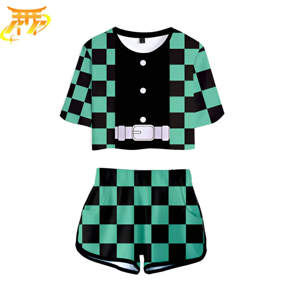 Pigiama Donna Tanjiro verde e nero - Demon Slayer™