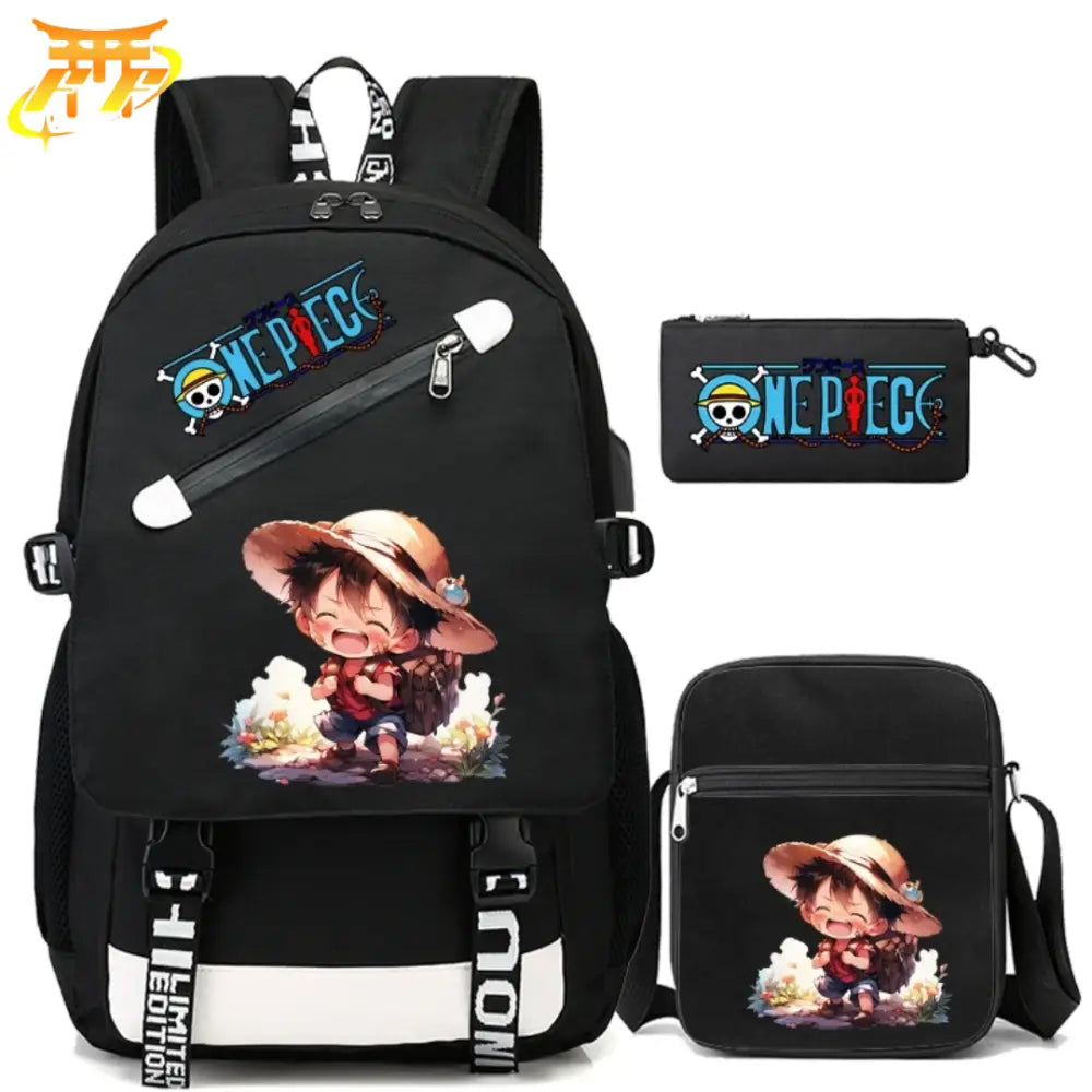 Zaino con Astuccio e Borsa Luffy Kawaii - One Piece™