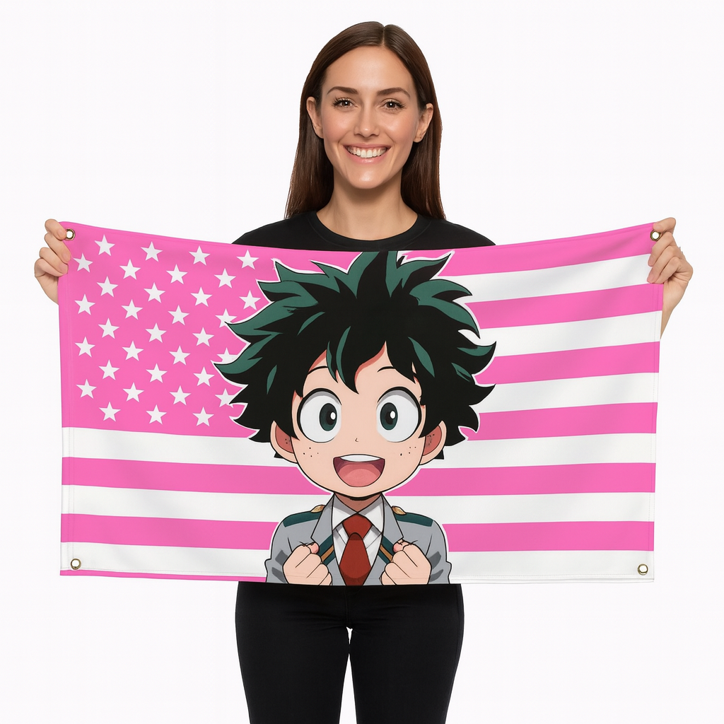 Bandiera Izuku Midoriya "Stile Chibi Studente" – My Hero Academia™