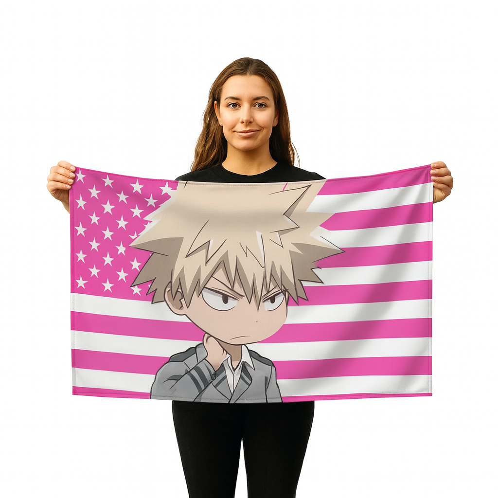 Bandiera Katsuki Bakugo "Stile Chibi Studente" – My Hero Academia™