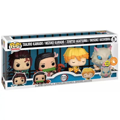 Lotto 4 Action Figures POP Tanjiro Zenitsu Nezuko e Inosuke - Demon Slayer™