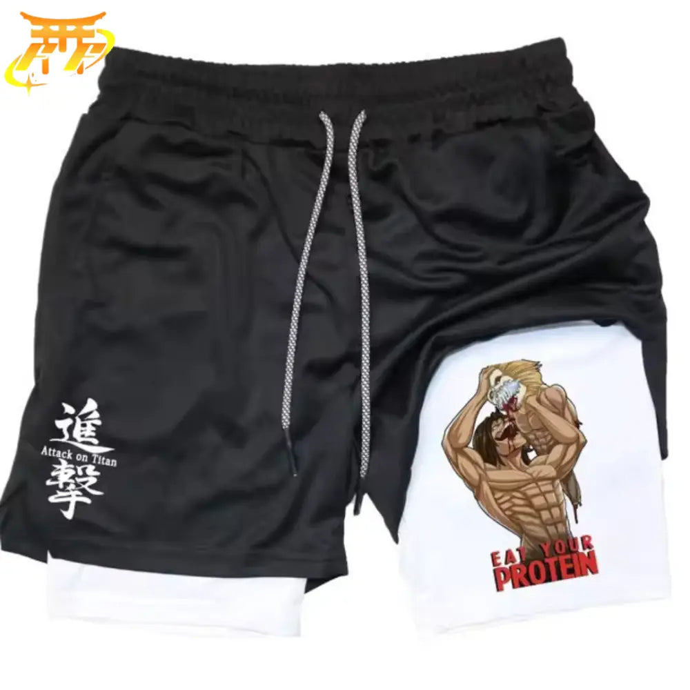 Pantaloncini Eat Your Protein Nero e Bianco - Attack on Titan™
