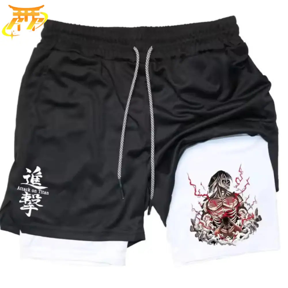 Pantaloncini Eren ’il Gigante d’Attacco’ Nero e Bianco - Attack on Titan™
